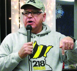 Governor Tim Walz speaking at the Minneapolis Regional Labor Federation holiday party.